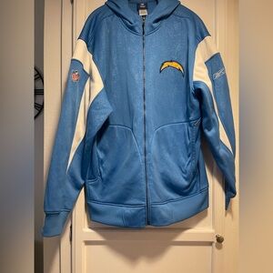 CHARGERS NFL Reebok Blue and White Zip-Up Hoodie
